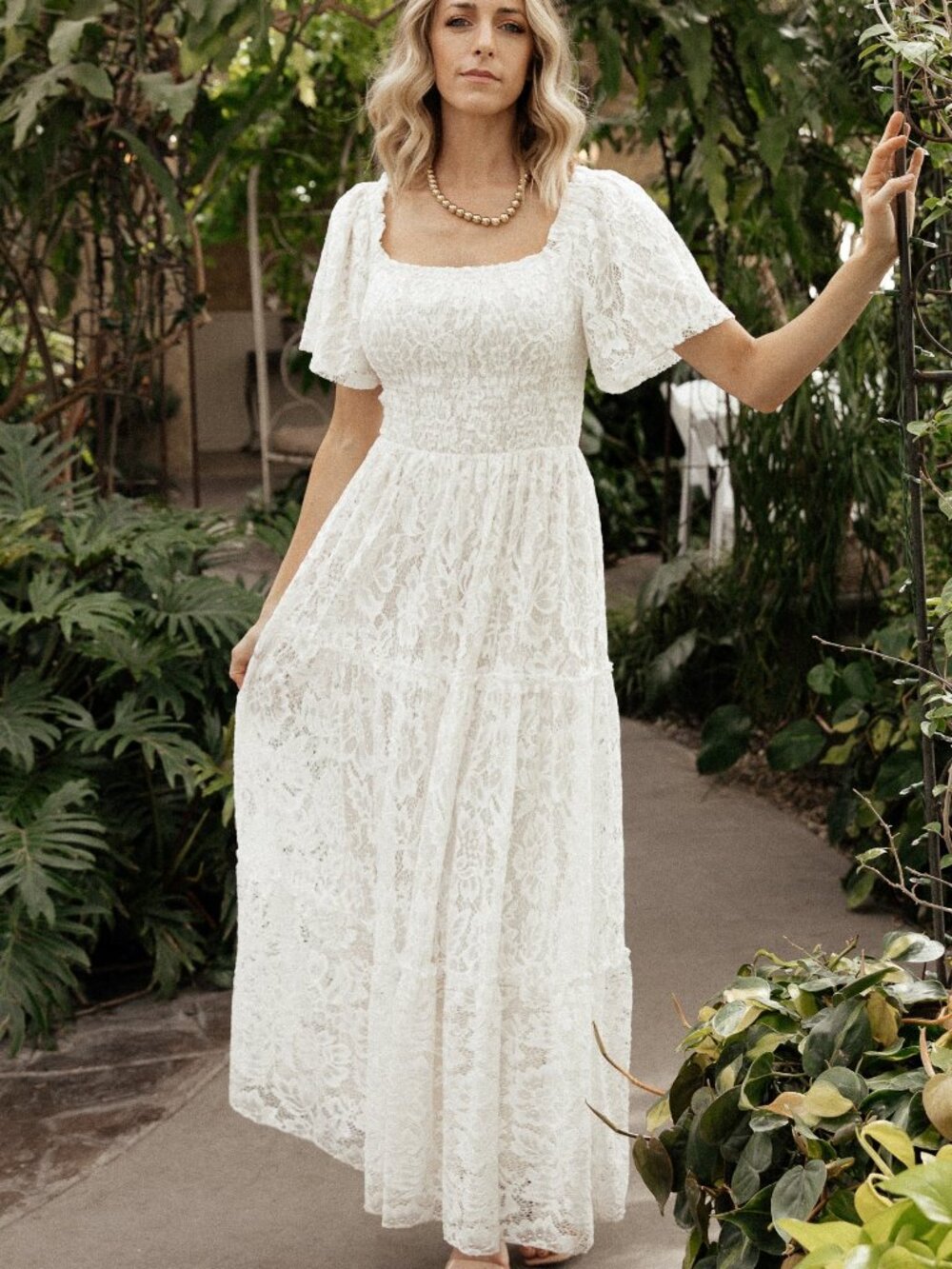 Baltic Born Aspen Smocked Lace Maxi Dress | Off White Size XSXS - Picture 4 of 5